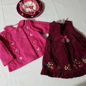 Gymboree Happy Hedgehog NWT 3-6 month Hat & sweater, Used dress.